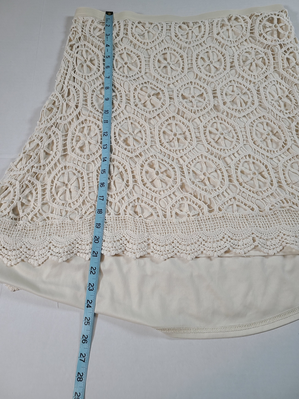 Cato Womens Delicate Cream Crochet Midi Skirt with Scalloped Hem XL Cottagecore - Picture 8 of 8